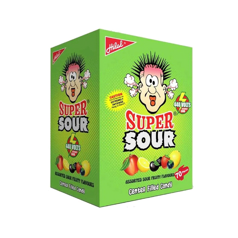 HILAL SUPER SOUR CANDY ASSORTED FLAVOUR 70`S